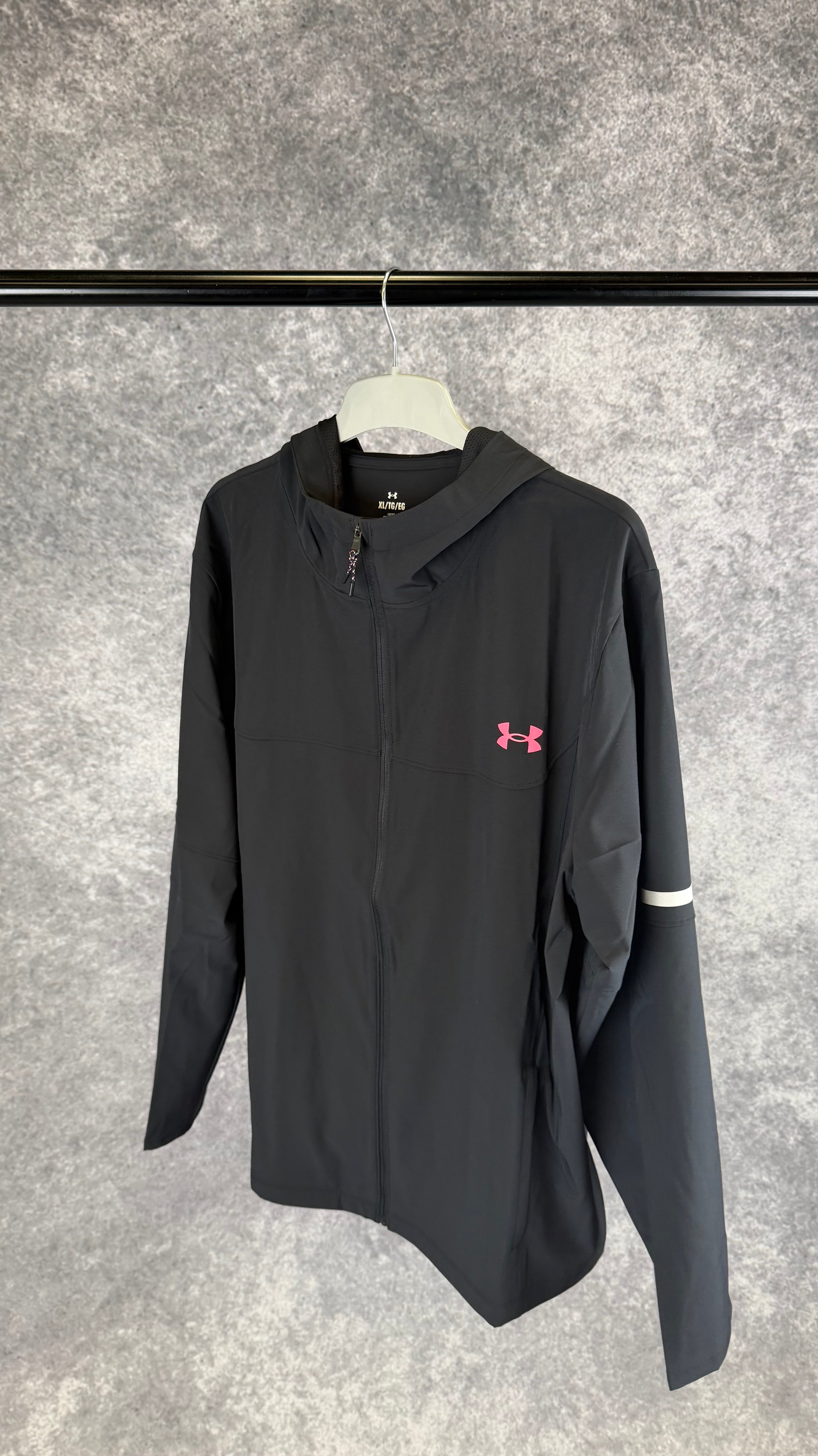 Under armour black/pink windbreaker.