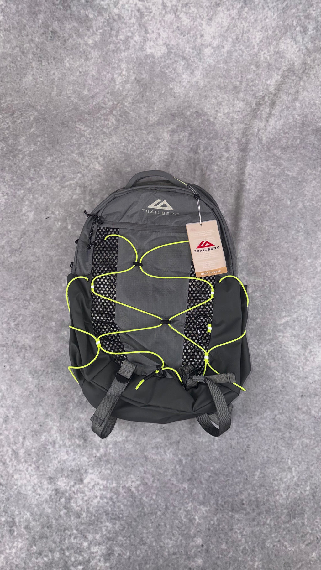Trailberg neon and grey backpack.