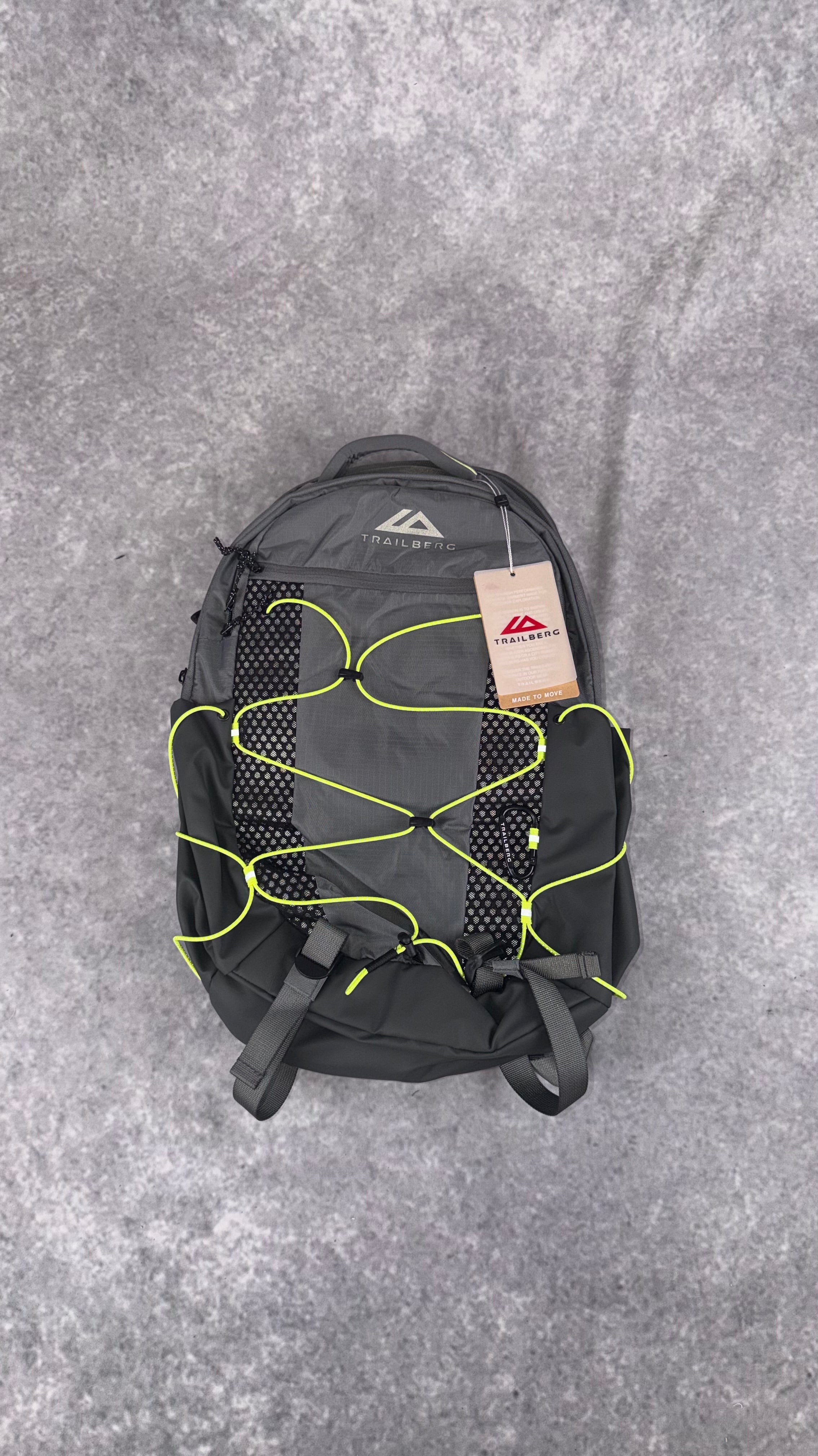 Trailberg neon and grey backpack.