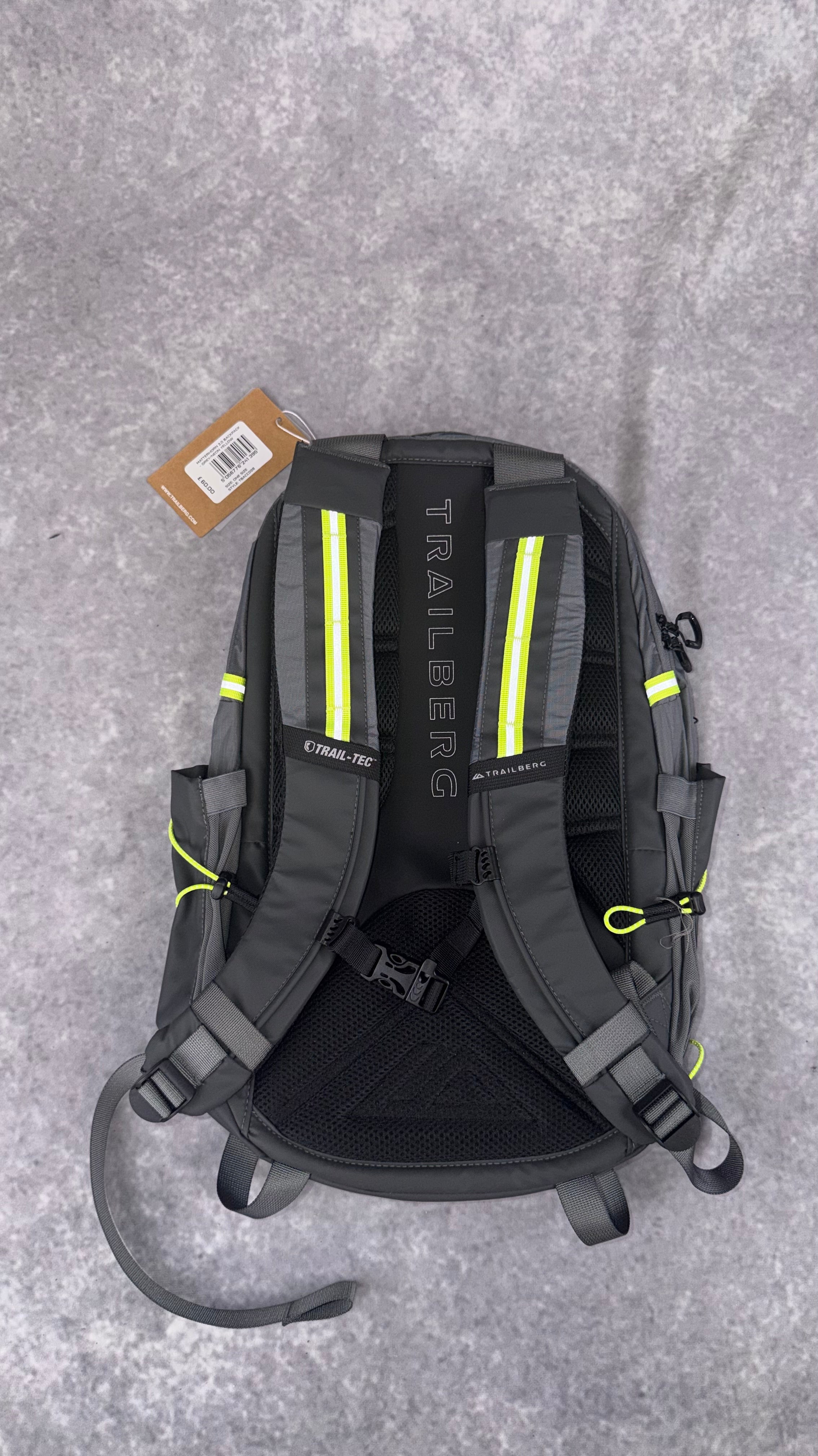 Trailberg neon and grey backpack.